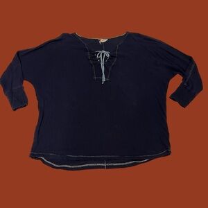 Anthropologie Moth Navy soft cotton loose top, size Large